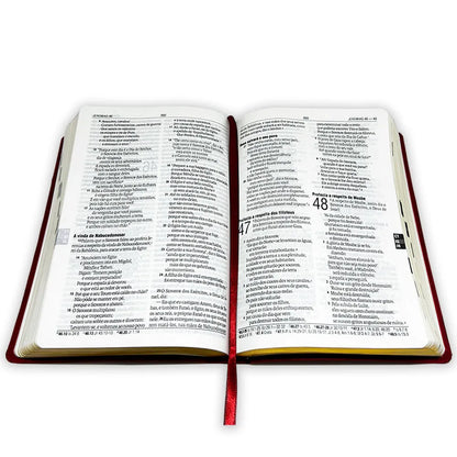 BÍBLIA SAGRADA NAA COM HARPA CRISTÃ LUXO VINHO