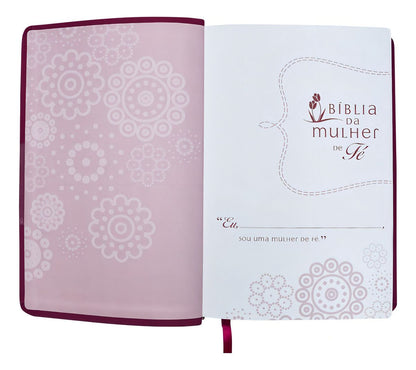 BÍBLIA DA MULHER DE FÉ LUXO ROSA