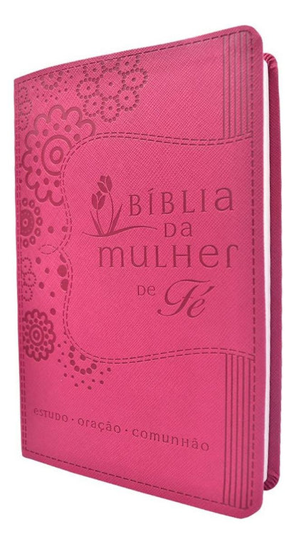 BÍBLIA DA MULHER DE FÉ LUXO ROSA