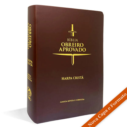BÍBLIA OBREIRO APROVADO ARC MÉDIO LUXO COM HARPA - MARROM