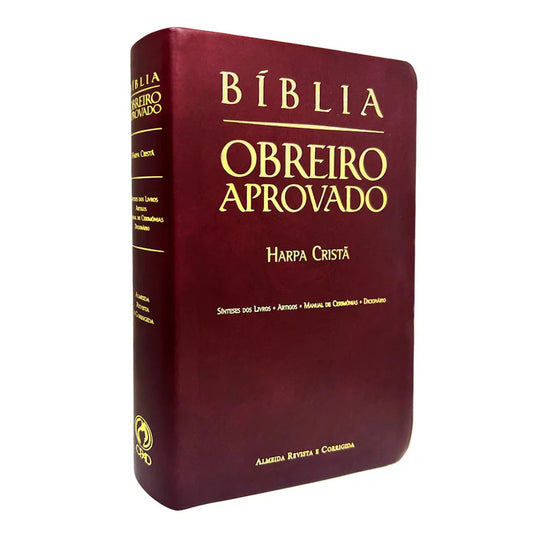BIBLIA OBREIRO APROVADO ARC- COM HARPA- MEDIA VINHO