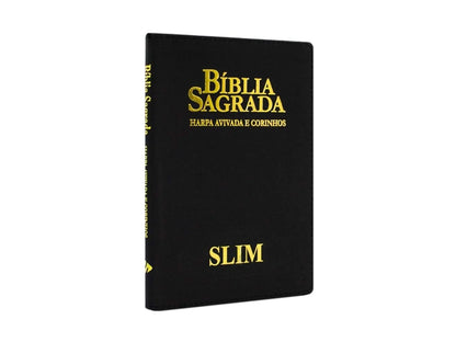 BIBLIA SAGRADA SLIM COM HARPA FECHO PRETA