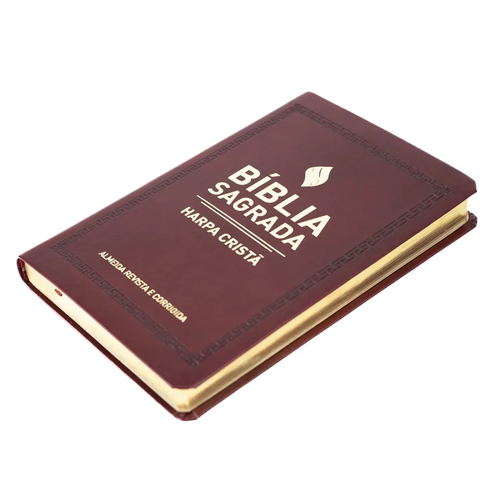 BÍBLIA SAGRADA SLIM COM HARPA VINHO