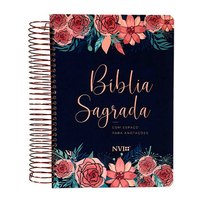 BÍBLIA ANOTE ESPIRAL ROSAS NVI
