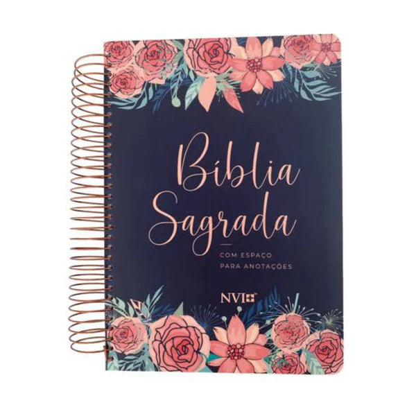BÍBLIA ANOTE ESPIRAL ROSAS NVI