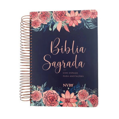 BÍBLIA ANOTE ESPIRAL ROSAS NVI