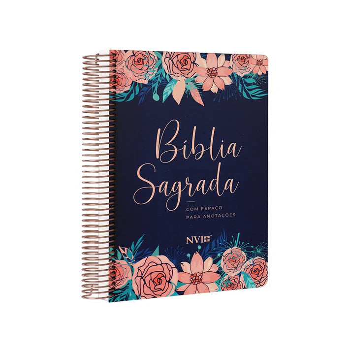 BÍBLIA ANOTE ESPIRAL ROSAS NVI