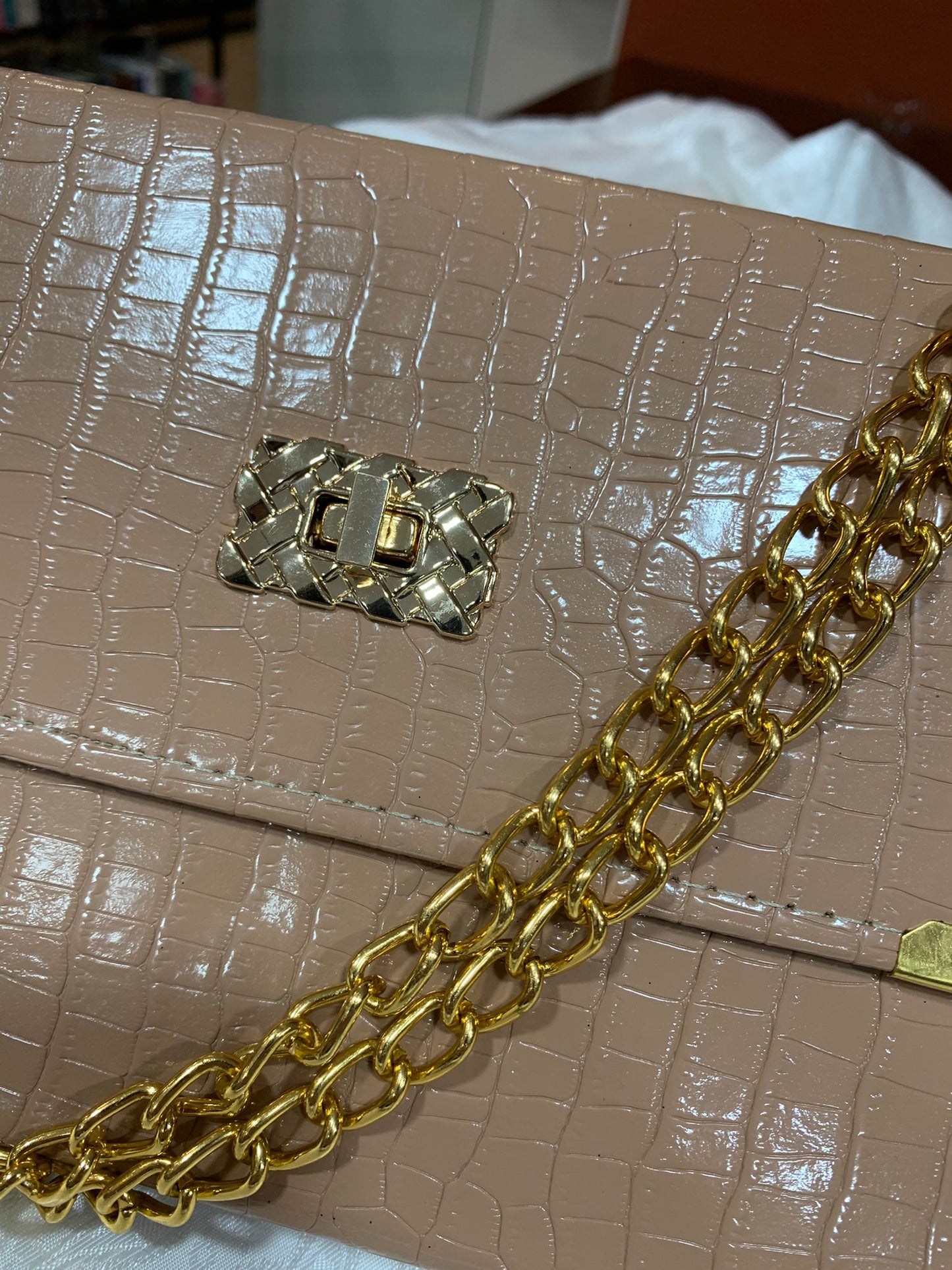 BIBLIA RC BOLSA COM ALÇA CROCO BEGE