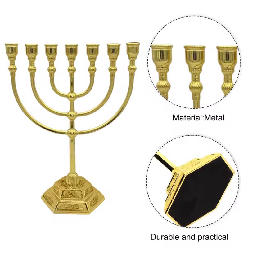 Candelabro Menorá Design Templo Gold