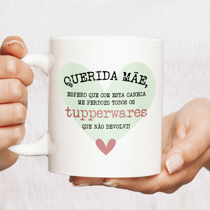 CANECA "MÃE & TUPPERWARES" – PRESENTE DIVERTIDO PERSONALIZÁVEL