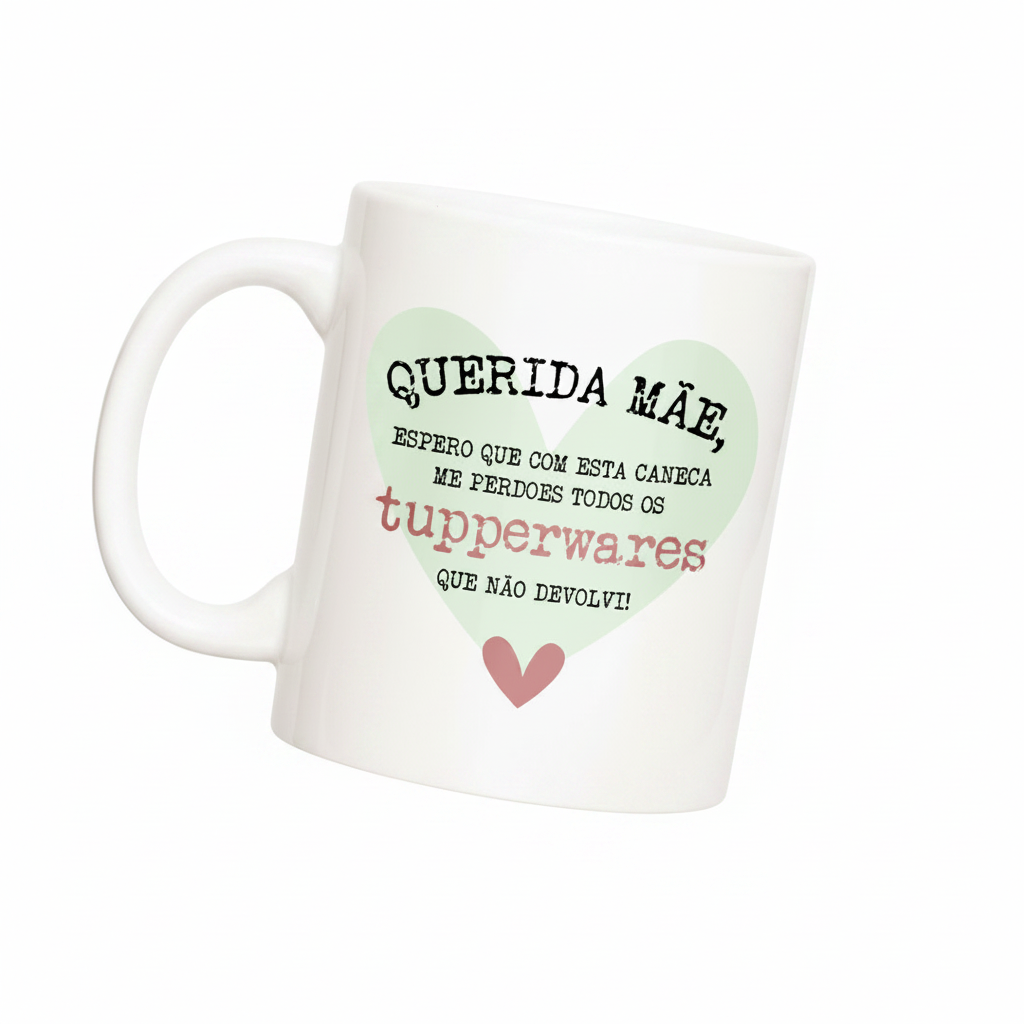 CANECA "MÃE & TUPPERWARES" – PRESENTE DIVERTIDO PERSONALIZÁVEL