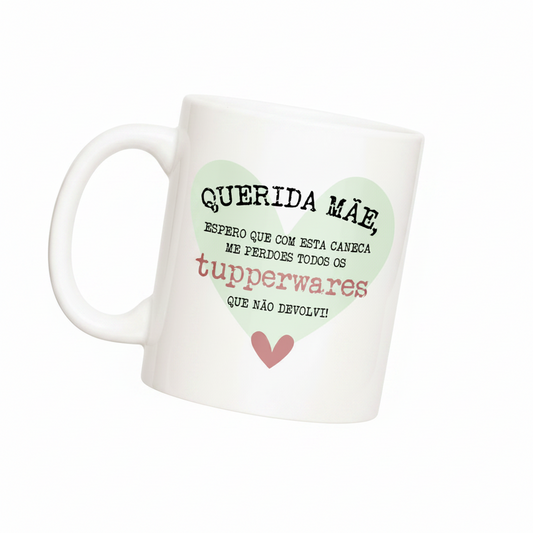 CANECA "MÃE & TUPPERWARES" – PRESENTE DIVERTIDO PERSONALIZÁVEL