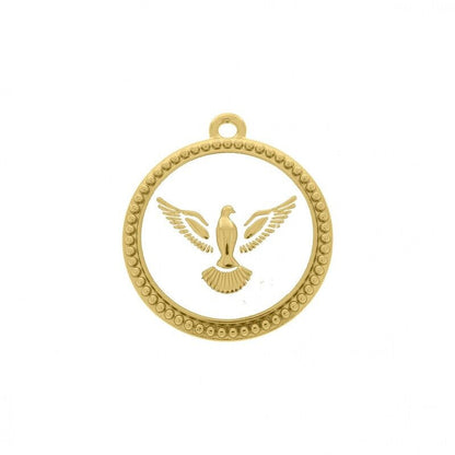 Dove of Peace Pendant Gold with White 34mm
