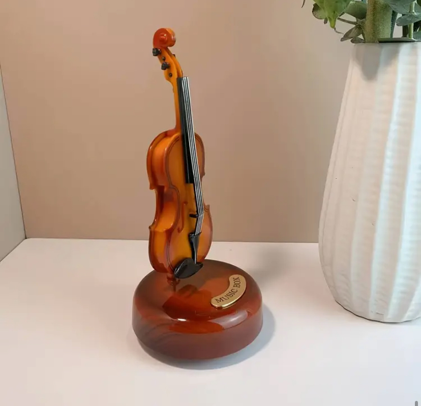 Caixa de Música Violino Vintage Elegante