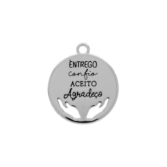 PINGENTE ENTREGO CONFIO ACEITO AGRADEÇO NÍQUEL 29MM