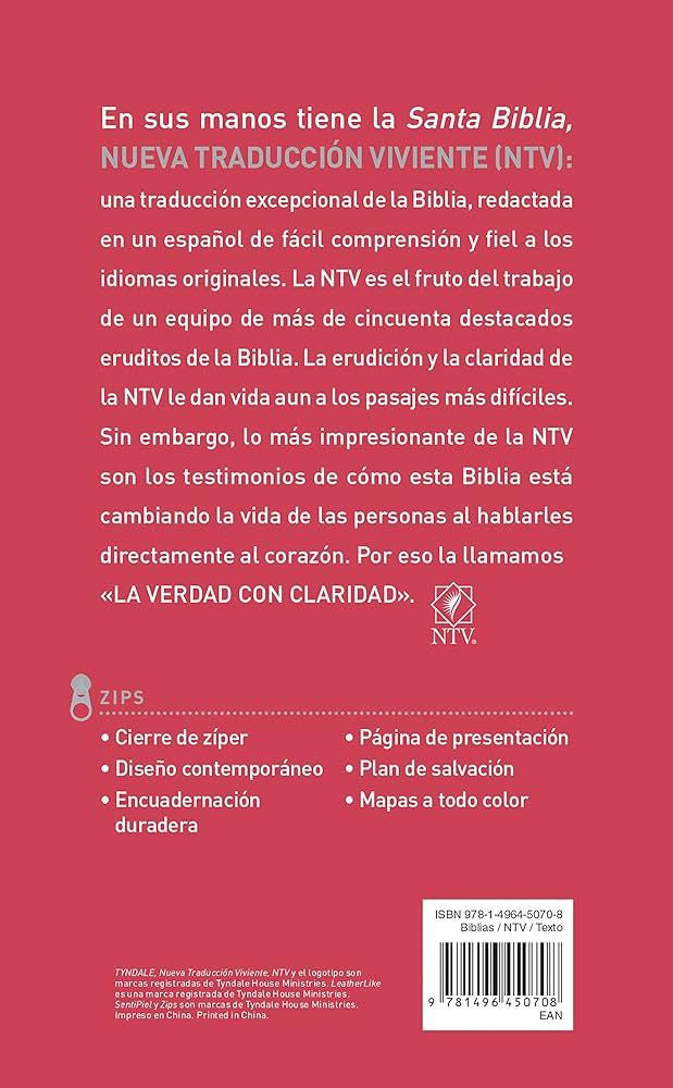 Santa Bíblia NTV, Edicion Ziper, Flores Rosa (Sentipiel)