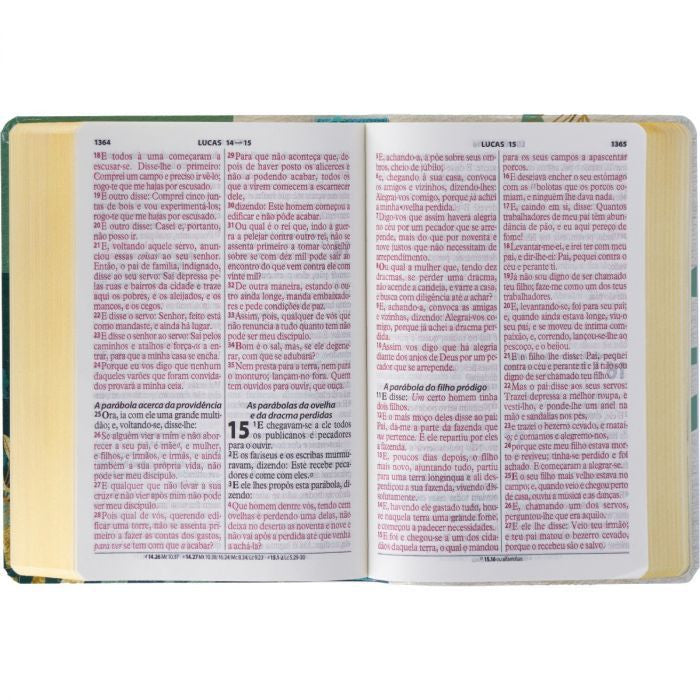 Bible with Popular Christian Harp Giant Floral Letter Green/White (CPAD)