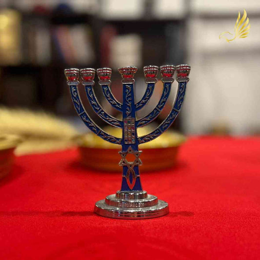 Candelabro Estrela de Davi - 11x13cm - Azul