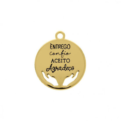 PINGENTE ENTREGO CONFIO ACEITO AGRADEÇO OURO 29MM