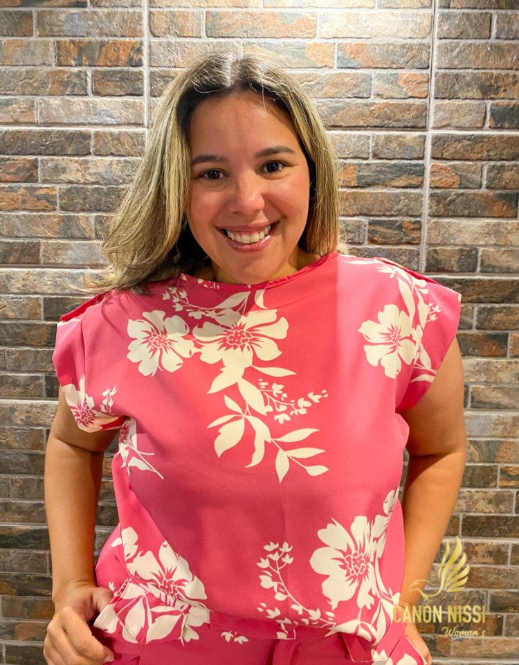 CONJUNTO DE CALÇA E BLUSA FLORAL PLUS SIZE- ISÍS