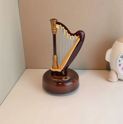 Elegant Vintage Harp Music Box