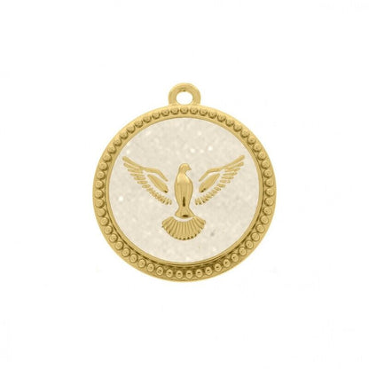 PINGENTE POMBA DA PAZ OURO COM PÉROLA 34MM
