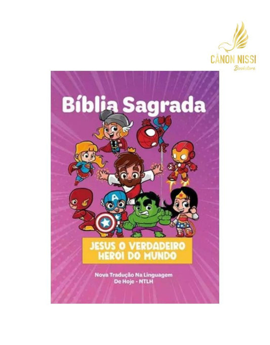 Bíblia sagrada Jesus o verdadeiro Herói do mundo roxo