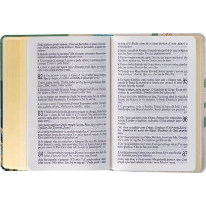 Bible with Popular Christian Harp Giant Floral Letter Green/White (CPAD)