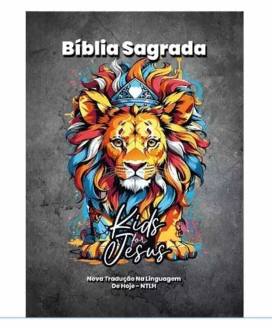 Bíblia Sagrada Kids for Jesus - capa leão