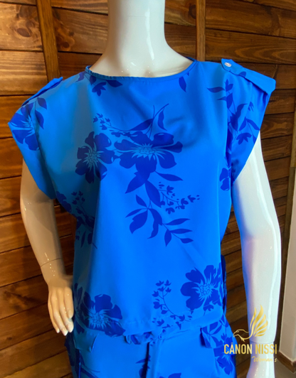 CONJUNTO DE CALÇA E BLUSA FLORAL PLUS SIZE- ISÍS
