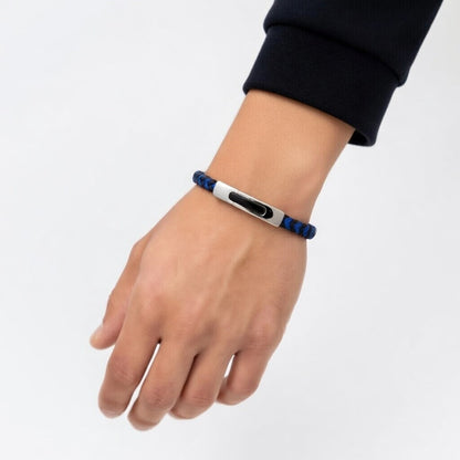 Pulseira de Couro e Aço Inoxidável 316L