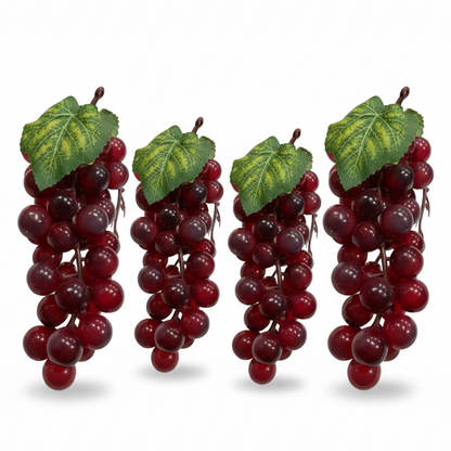 KIT 4 CACHOS DE UVAS VERMELHAS ARTIFICIAIS