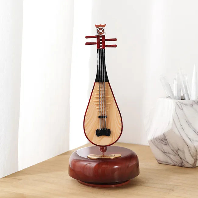 Elegant Vintage Harp Music Box