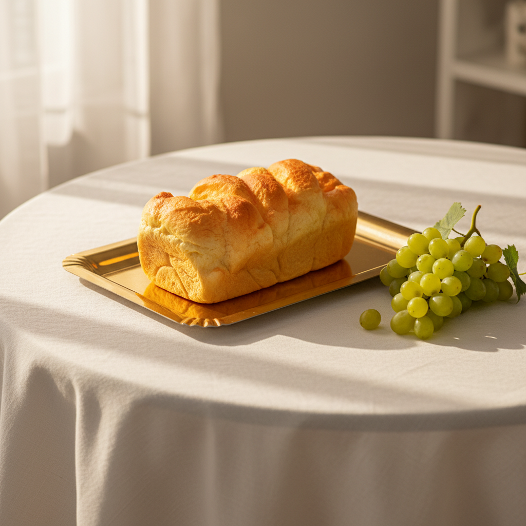 MINI PÃO BRIOCHE ARTIFICIAL DECORATIVO – MESA DE SANTA CEIA (5CM X 10CM)