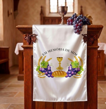 PASSADEIRA DE MESA ESPECIAL EM CETIM — A CEIA DO SENHOR