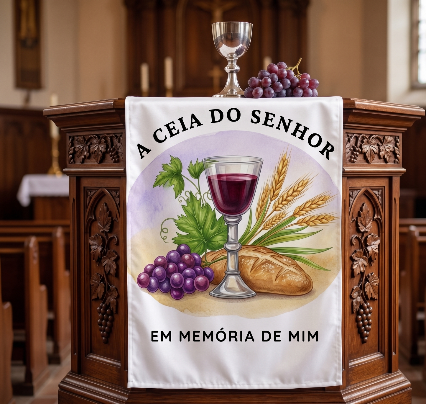 PASSADEIRA DE MESA ESPECIAL EM CETIM — A CEIA DO SENHOR
