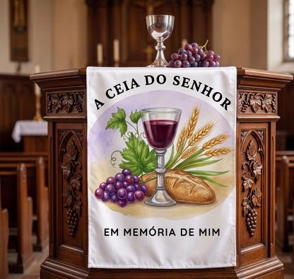 PASSADEIRA DE MESA ESPECIAL EM CETIM — A CEIA DO SENHOR