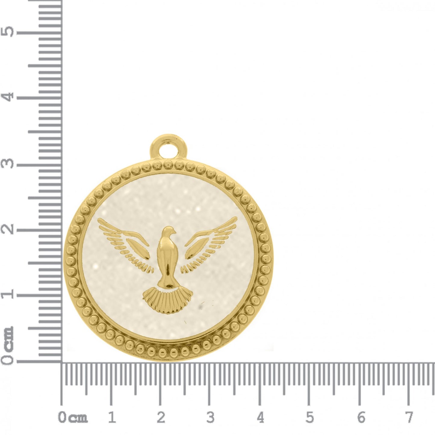 PINGENTE POMBA DA PAZ OURO COM PÉROLA 34MM