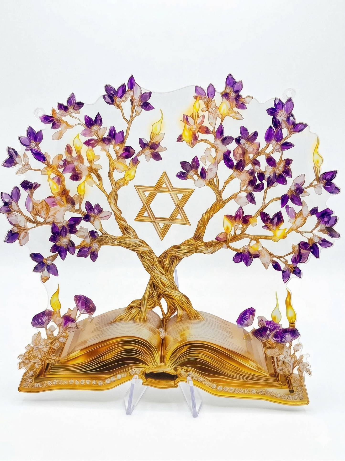 PLACA DECORATIVA ÁRVORE DA VIDA E ESTRELA DE DAVI