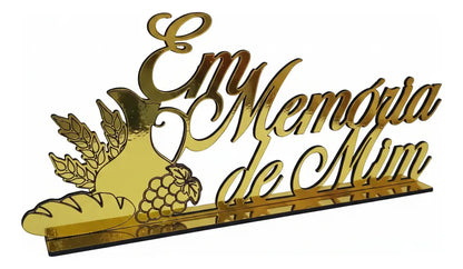 Placa frase decorativa Em Memória de Mim em MDF
