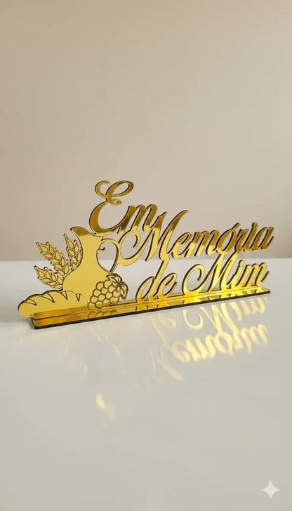 Placa frase decorativa Em Memória de Mim em MDF