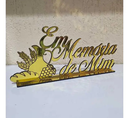 Placa frase decorativa Em Memória de Mim em MDF