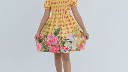 Yellow floral puffy hair - 2 years