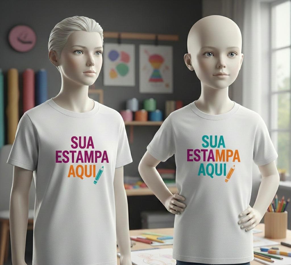 TSHIRT BRANCA PERSONALIZADA SUA ESTAMPA AQUI