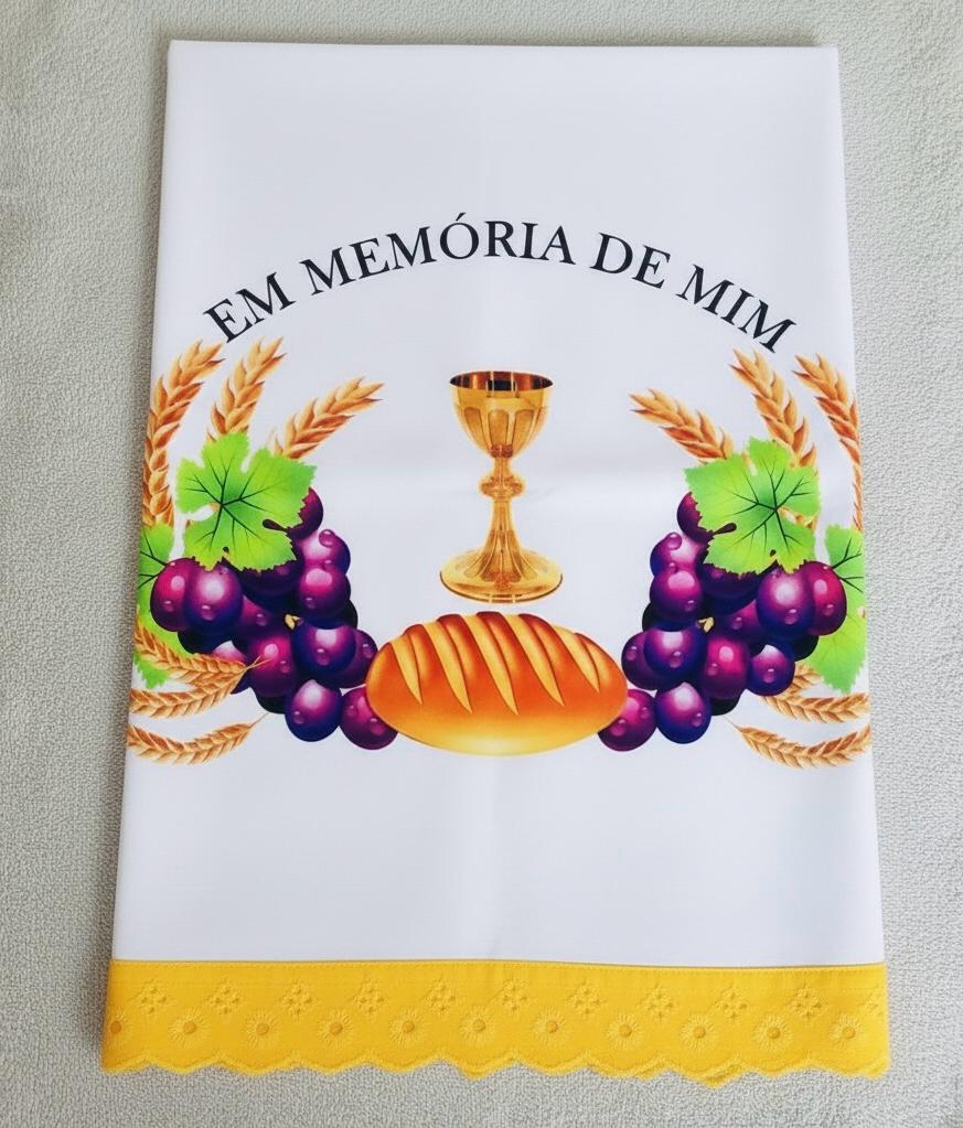 TOALHA PARA MESA DE SANTA CEIA RENDA AMARELA