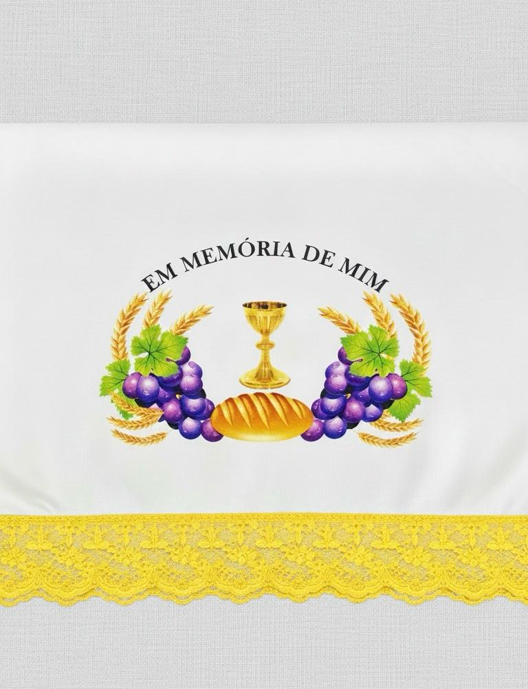 TOALHA PARA MESA DE SANTA CEIA RENDA AMARELA
