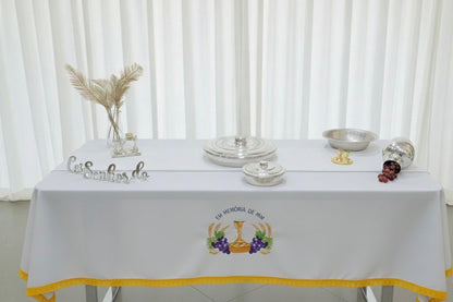 TOALHA PARA MESA DE SANTA CEIA RENDA AMARELA