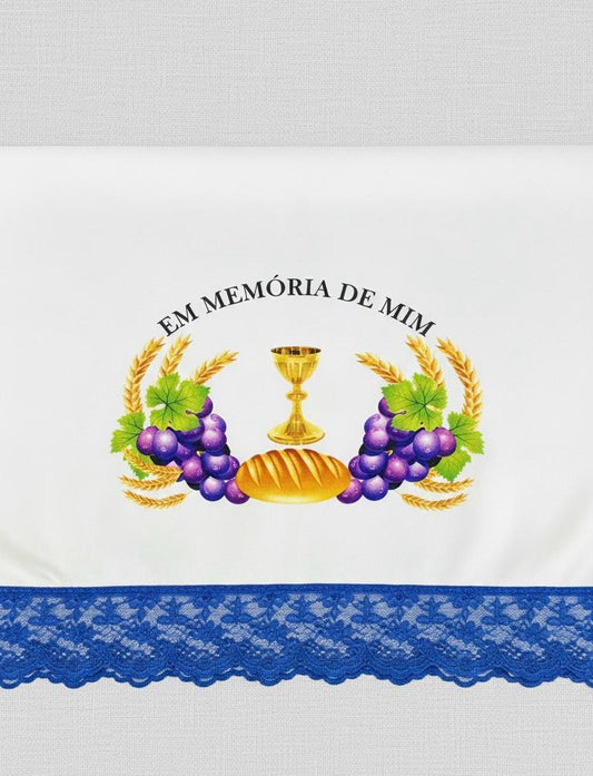 TOALHA PARA MESA DE SANTA CEIA RENDA AZUL