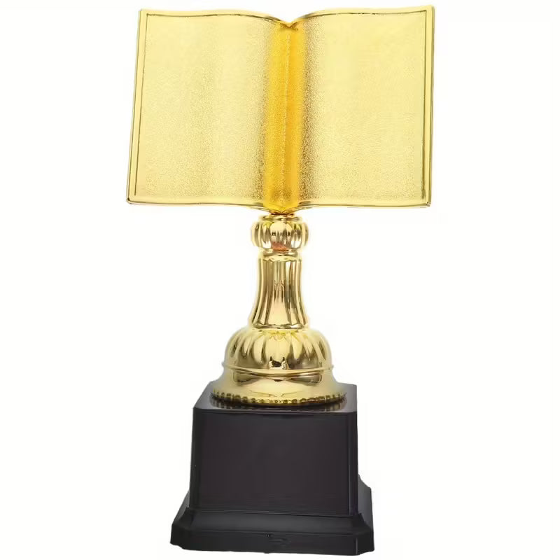 TROFÉU LIVRO DOURADO - PLACA ELEGANTE