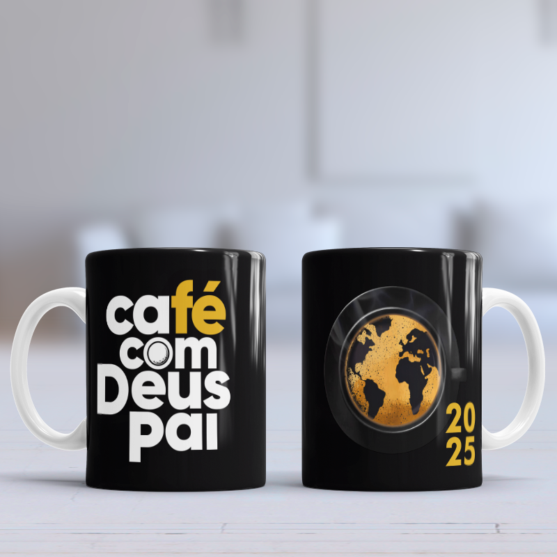 Caneca Café com Deus pai modelo F